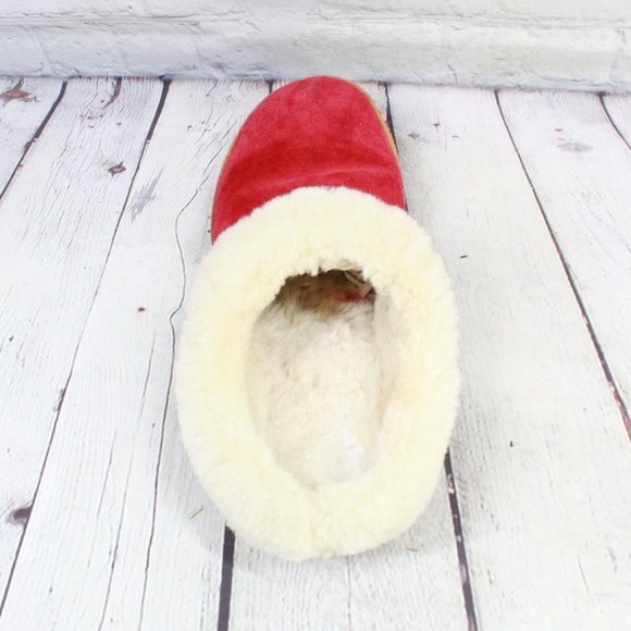 LL BEAN Women’s Squam Lake Red Suede Shearling Wicked Good Slippers Size 9 M - Picture 6 of 9